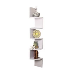 5-Tier Corner Wall Shelf Display Storage Shelves – White