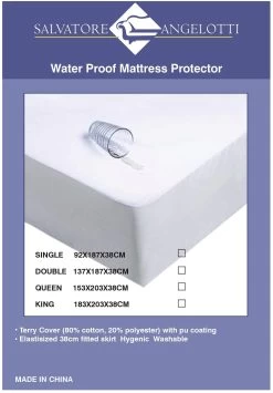 Single Mattress Protector – Waterproof Terry W Skirt -Furniture Shop 690614 2 1