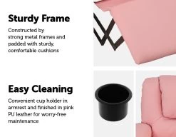 PU Leather Kids Recliner With Drink Holder -Furniture Shop 774955 3