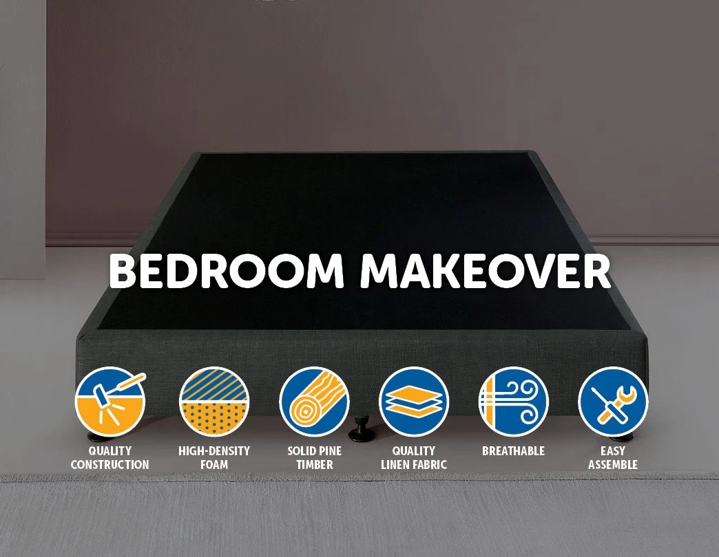 Palermo Queen Ensemble Bed Base Platinum Graphite Linen Fabric 5 Palermo Queen Ensemble Bed Base Platinum Graphite Linen Fabric - Image 3