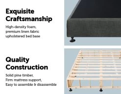 Palermo Queen Ensemble Bed Base Platinum Graphite Linen Fabric 10 Palermo Queen Ensemble Bed Base Platinum Graphite Linen Fabric -Furniture Shop 823161 3 1