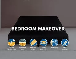 Palermo Queen Ensemble Bed Base Midnight Black Linen Fabric -Furniture Shop 823181 2 1