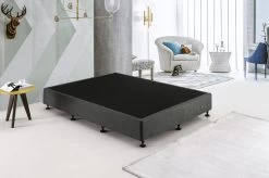 Palermo King Single Ensemble Bed Base Platinum Graphite Linen Fabric