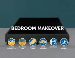 Palermo King Ensemble Bed Base Platinum Graphite Linen Fabric -Furniture Shop 823241 2 1