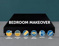 Palermo King Ensemble Bed Base Midnight Black Linen Fabric -Furniture Shop 823261 2 1