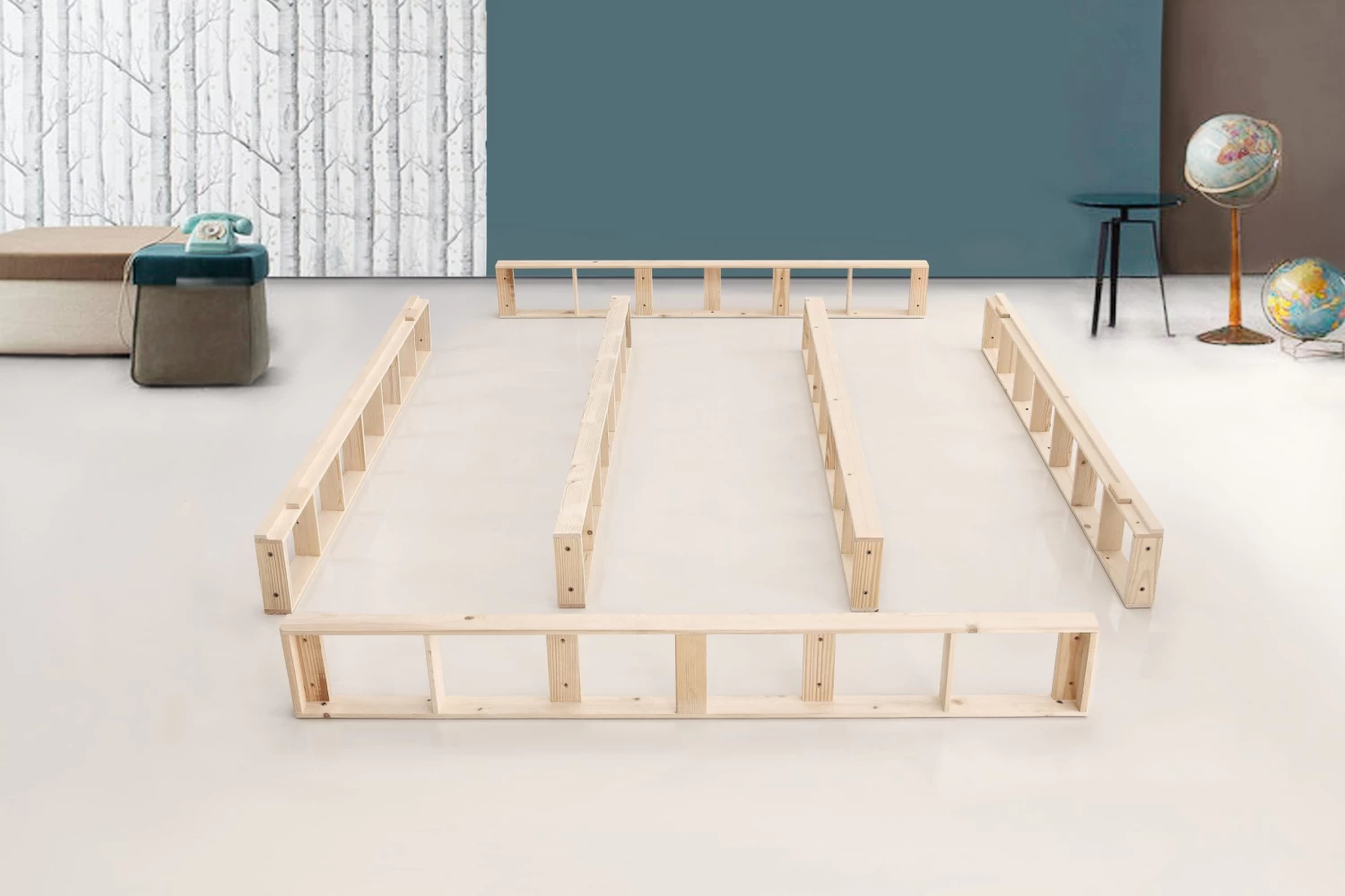 Palermo King Ensemble Bed Base Platinum Light Grey Linen Fabric 7 Palermo King Ensemble Bed Base Platinum Light Grey Linen Fabric - Image 5