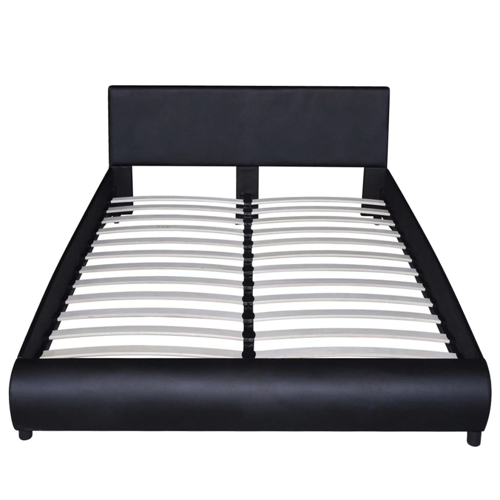 Bed Frame Black Faux Leather Double Size 6 Bed Frame Black Faux Leather Double Size - Image 4