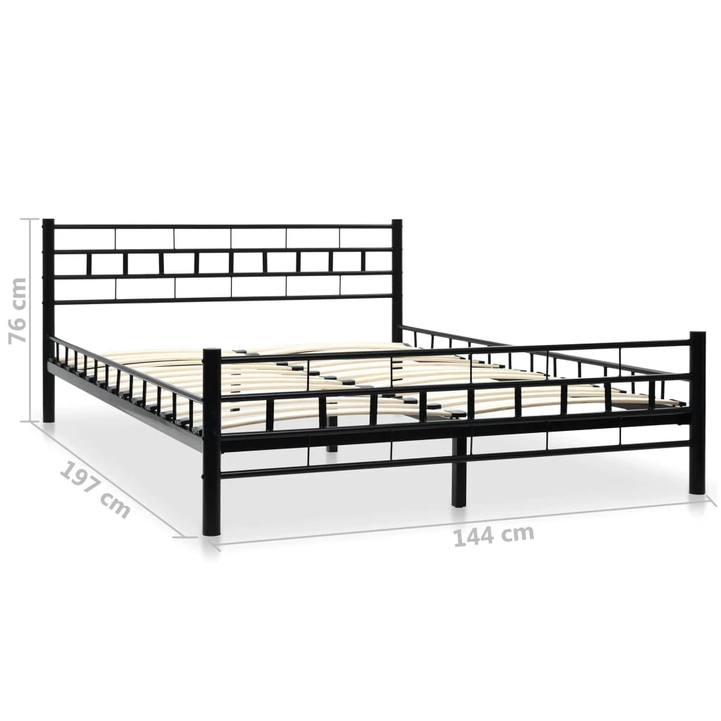 Bed Frame Black Metal 137×187 Cm 9 Bed Frame Black Metal 137×187 Cm - Image 7