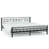 Bed Frame Black Metal 137×187 Cm