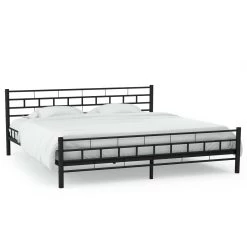 Bed Frame Black Metal 137×187 Cm