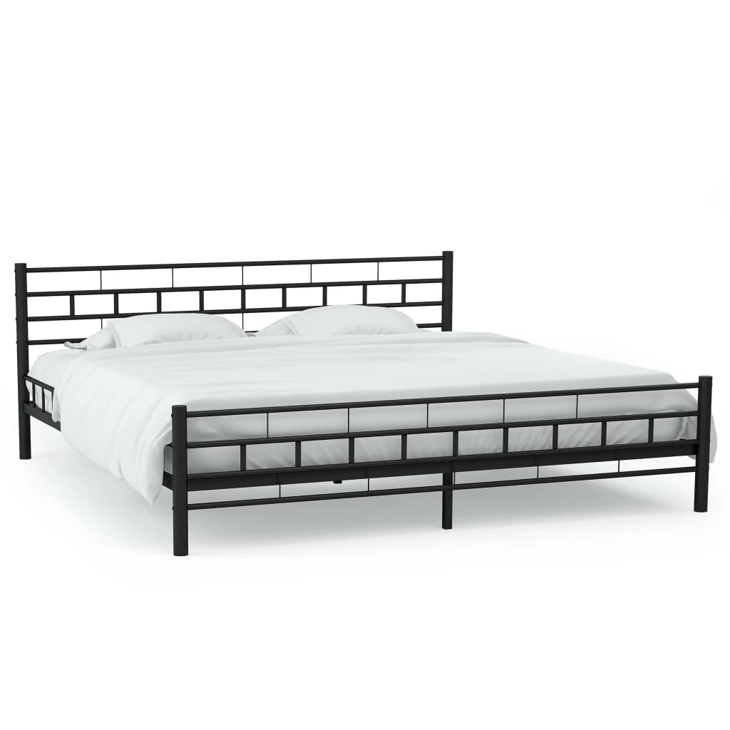 Bed Frame Black Metal 137×187 Cm 3 Bed Frame Black Metal 137×187 Cm