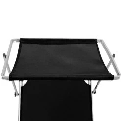 Folding Sun Lounger With Roof Aluminium And Textilene Black -Furniture Shop 8718475875246 g en hd 2
