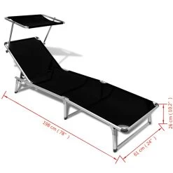 Folding Sun Lounger With Roof Aluminium And Textilene Black -Furniture Shop 8718475875246 g en hd 7