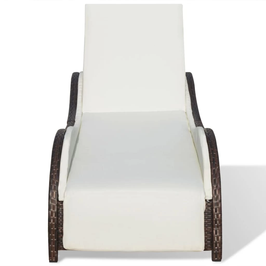 Sun Lounger With Cushion Poly Rattan Brown 6 Sun Lounger With Cushion Poly Rattan Brown - Image 4