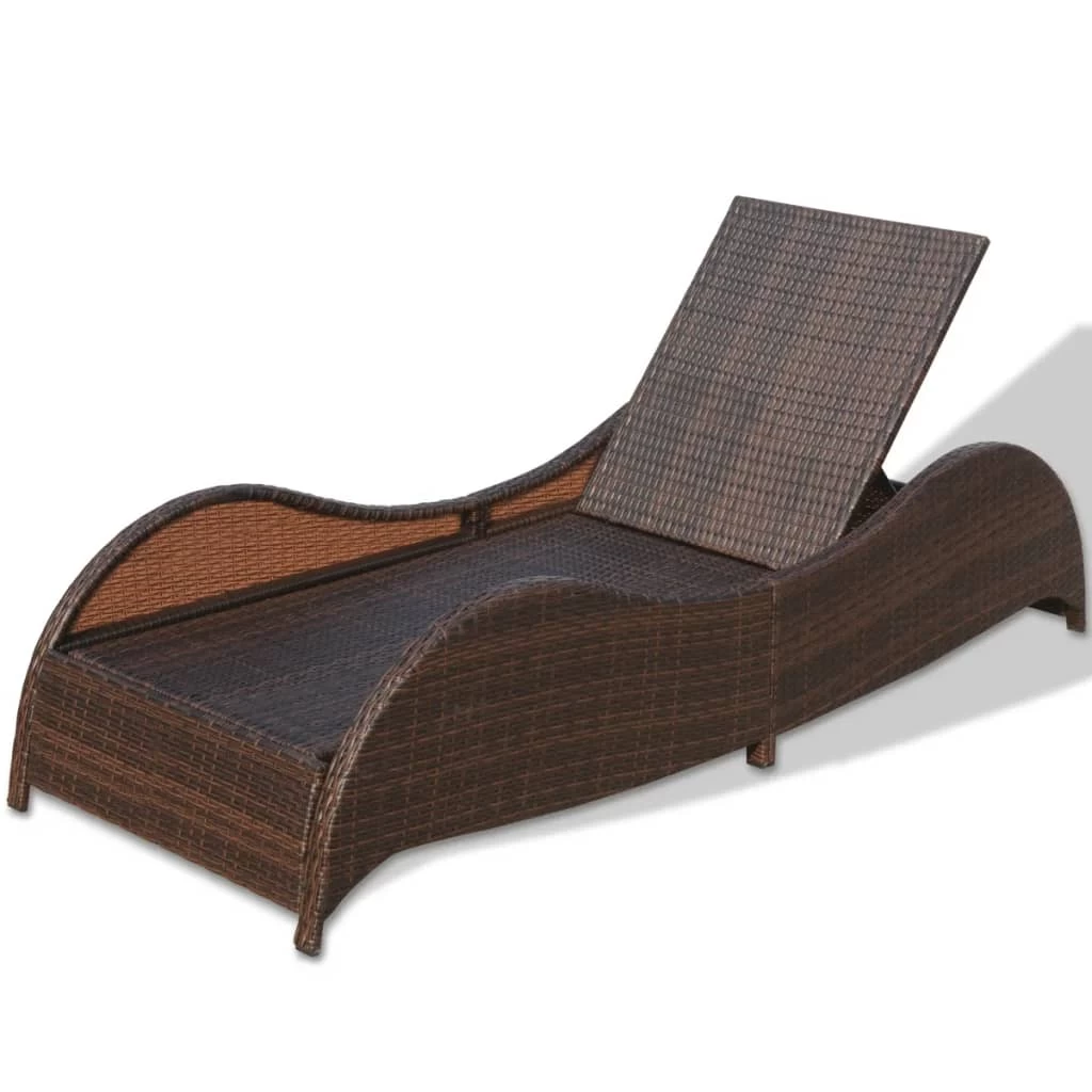 Sun Lounger With Cushion Poly Rattan Brown 8 Sun Lounger With Cushion Poly Rattan Brown - Image 6