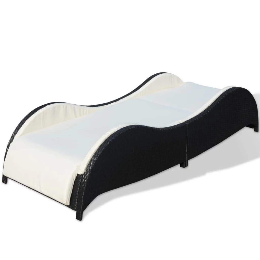 Sun Lounger With Cushion Poly Rattan Black 5 Sun Lounger With Cushion Poly Rattan Black - Image 3