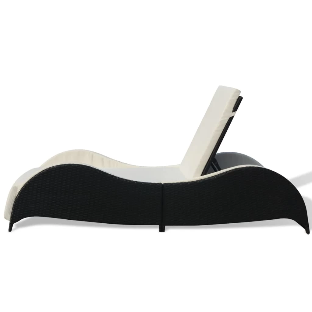 Sun Lounger With Cushion Poly Rattan Black 7 Sun Lounger With Cushion Poly Rattan Black - Image 5