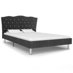 Bed Frame Dark Grey Fabric 106×203 Cm King Single