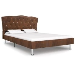 Bed Frame Brown Fabric 106×203 Cm King Single