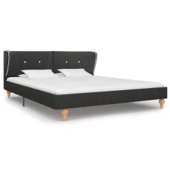 Bed Frame Dark Grey Burlap 183×203 Cm King