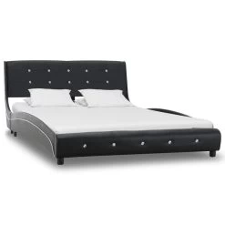 Bed Frame Black Faux Leather 106×203 Cm King Single