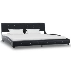 Bed Frame Black Faux Leather 183×203 Cm King