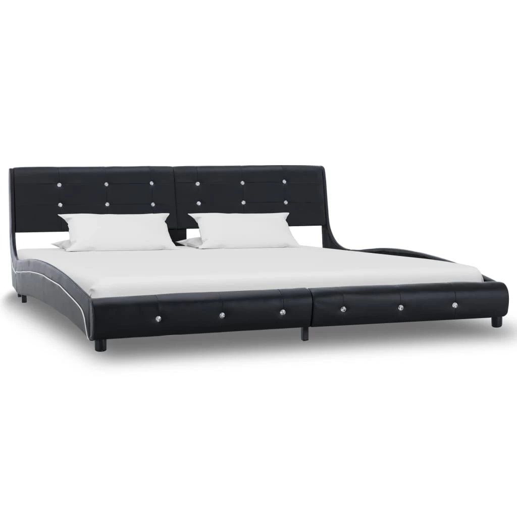 Bed Frame Black Faux Leather 183×203 Cm King 3 Bed Frame Black Faux Leather 183×203 Cm King