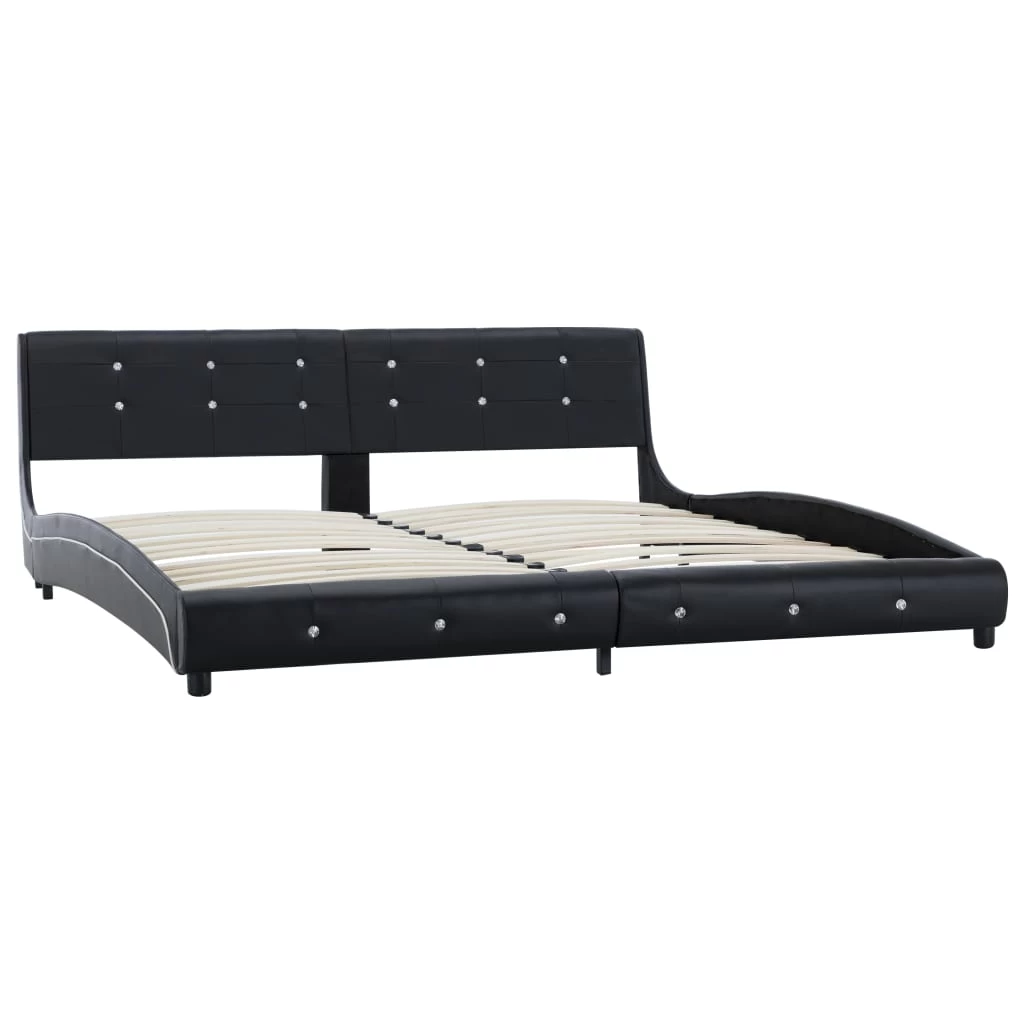 Bed Frame Black Faux Leather 183×203 Cm King 5 Bed Frame Black Faux Leather 183×203 Cm King - Image 3