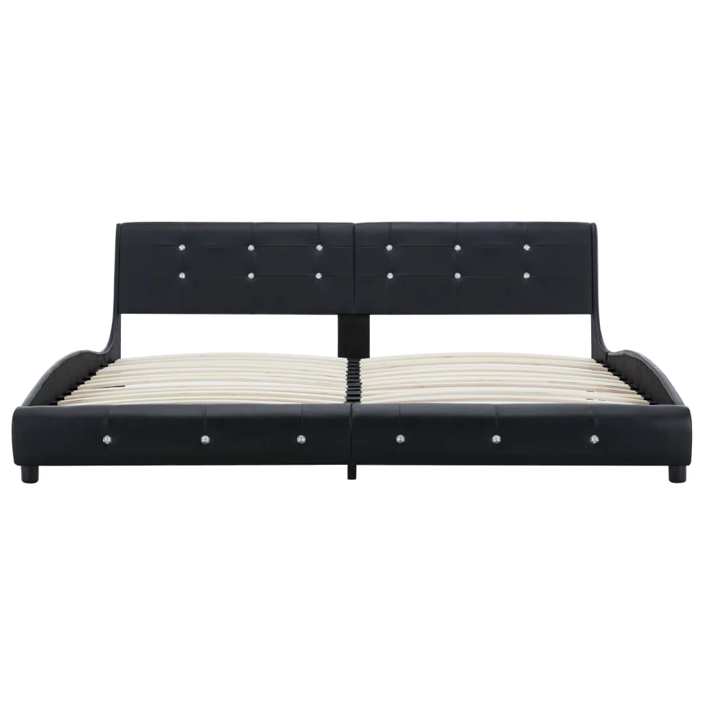 Bed Frame Black Faux Leather 183×203 Cm King 6 Bed Frame Black Faux Leather 183×203 Cm King - Image 4