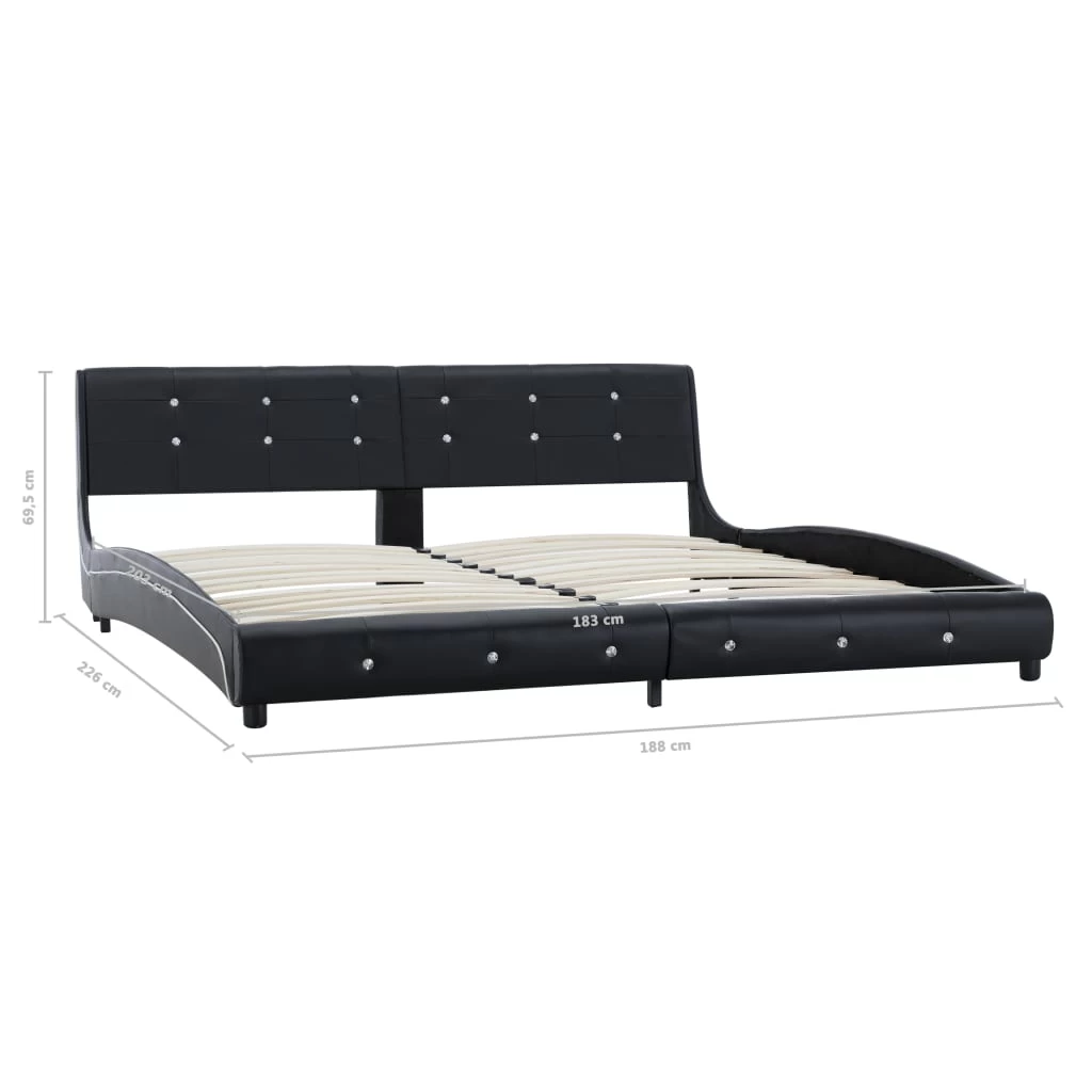 Bed Frame Black Faux Leather 183×203 Cm King 10 Bed Frame Black Faux Leather 183×203 Cm King - Image 8