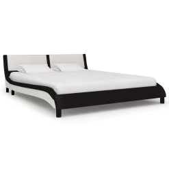 Bed Frame Black And White Faux Leather 183×203 Cm King