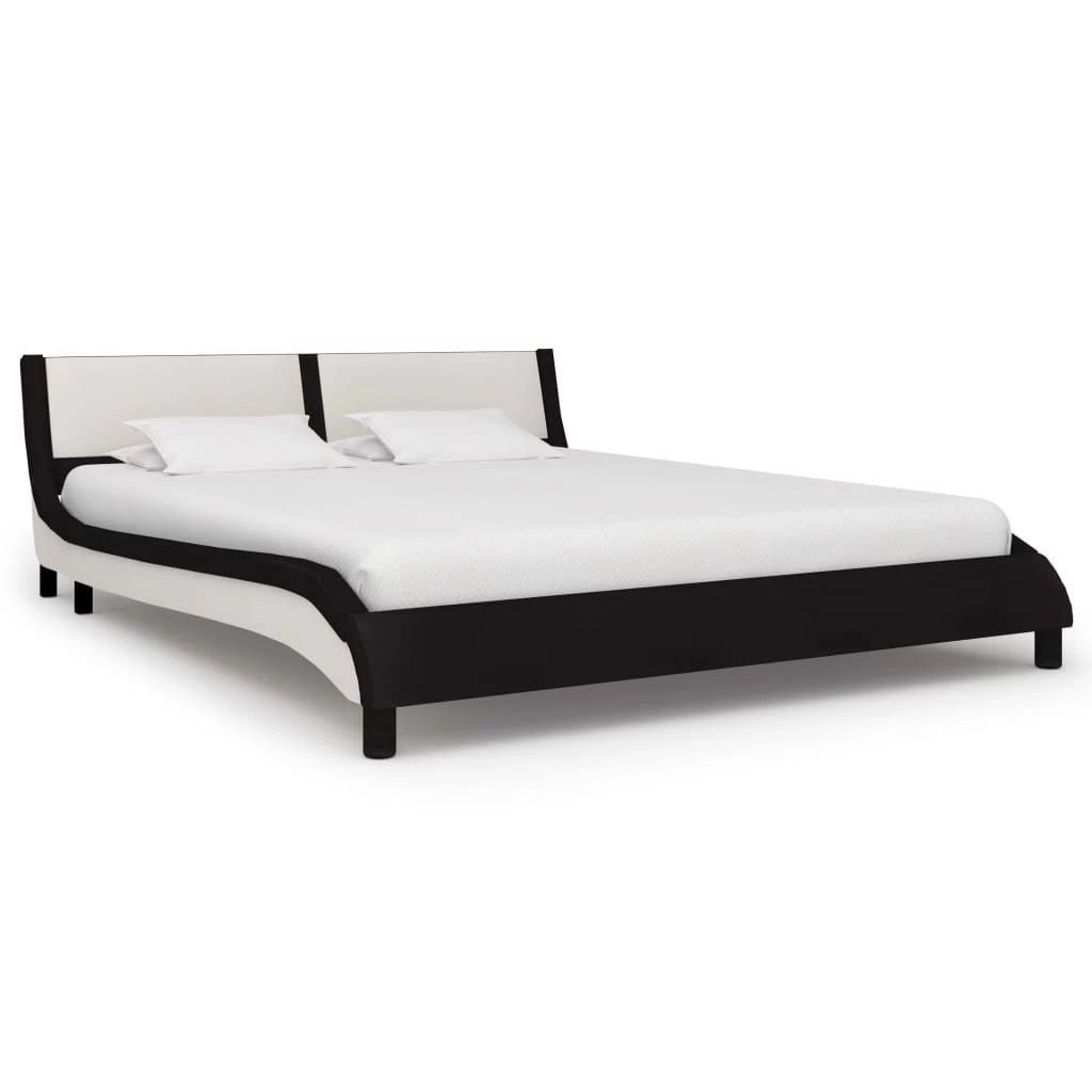 Bed Frame Black And White Faux Leather 183×203 Cm King 3 Bed Frame Black And White Faux Leather 183×203 Cm King