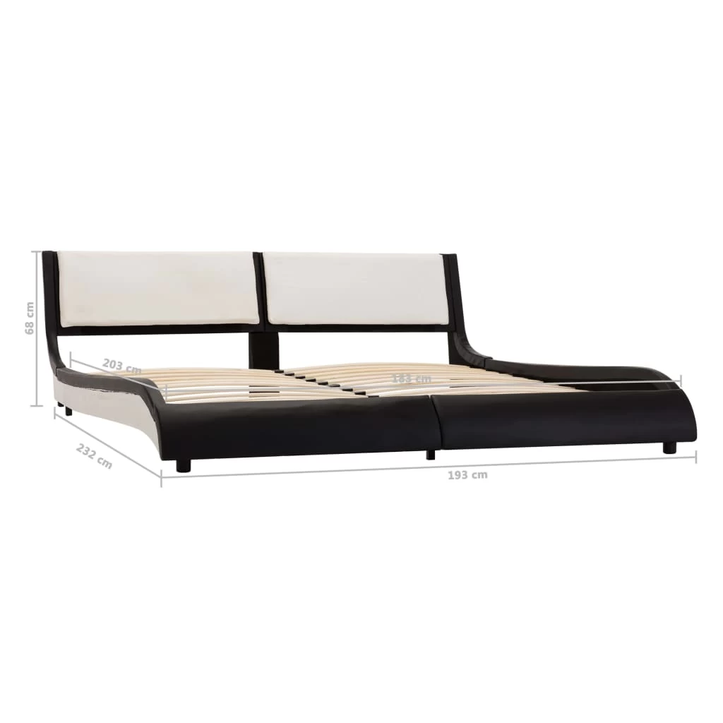Bed Frame Black And White Faux Leather 183×203 Cm King 9 Bed Frame Black And White Faux Leather 183×203 Cm King - Image 7