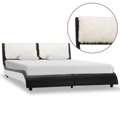 Bed Frame Black And White Faux Leather 106×203 Cm King Single