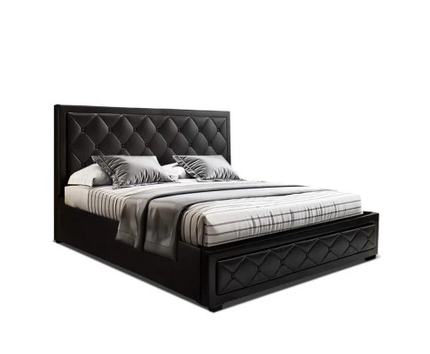 Artiss TIYO King Size Gas Lift Bed Frame Base With Storage Mattress Black Leather 3 Artiss TIYO King Size Gas Lift Bed Frame Base With Storage Mattress Black Leather