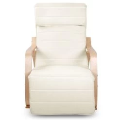 Artiss Fabric Rocking Armchair With Adjustable Footrest – Beige -Furniture Shop ARMCHAIR 10 BEIGE 02
