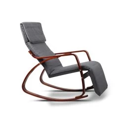 Artiss Fabric Rocking Armchair With Adjustable Footrest – Charcoal -Furniture Shop ARMCHAIR 10 CH 04