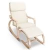 Artiss Wooden Armchair With Foot Stool – Beige