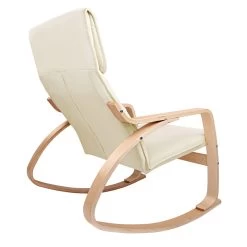 Artiss Wooden Armchair With Foot Stool – Beige -Furniture Shop ARMCHAIR STOOL BG 02