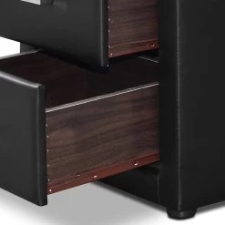 Artiss PVC Leather Bedside Table – Black -Furniture Shop BFRAME E BSIDE BK 05