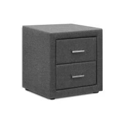 Artiss Fabric Bedside Table – Grey