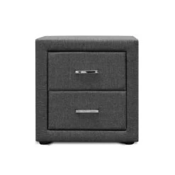 Artiss Fabric Bedside Table – Grey -Furniture Shop BFRAME E BSIDE GY 03