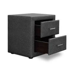 Artiss Fabric Bedside Table – Grey -Furniture Shop BFRAME E BSIDE GY 04