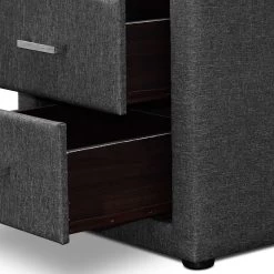Artiss Fabric Bedside Table – Grey -Furniture Shop BFRAME E BSIDE GY 05
