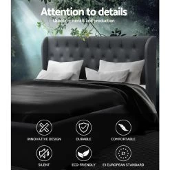 Artiss King Size Gas Lift Bed Frame – Charcoal -Furniture Shop BFRAME E ISSA K CHAR AB 02