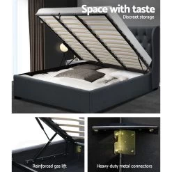 Artiss King Size Gas Lift Bed Frame – Charcoal -Furniture Shop BFRAME E ISSA K CHAR AB 03