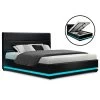 Artiss RGB LED Bed Frame Queen Size Gas Lift Base Storage Black Leather LUMI 1 Artiss RGB LED Bed Frame Queen Size Gas Lift Base Storage Black Leather LUMI -Furniture Shop BFRAME E LUMI Q BK ABC 00
