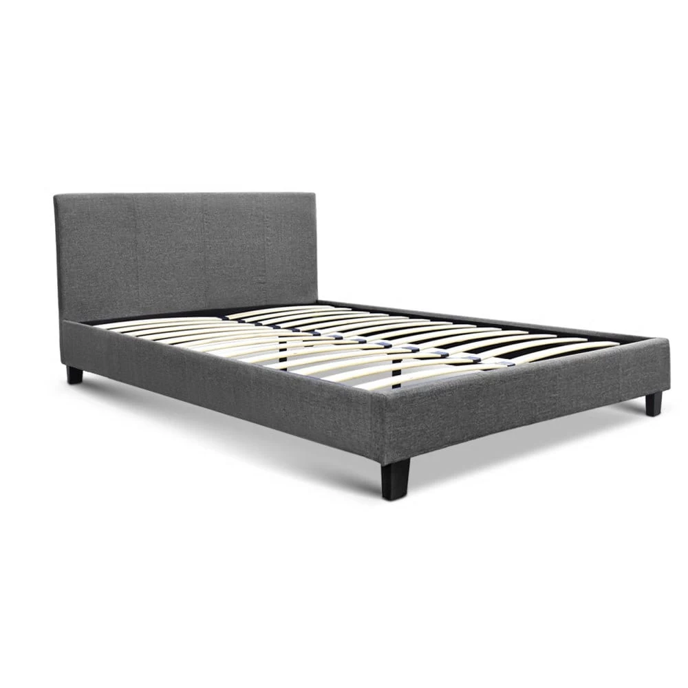 Artiss Double Size Fabric Bed Frame Headboard Grey 3 Artiss Double Size Fabric Bed Frame Headboard Grey