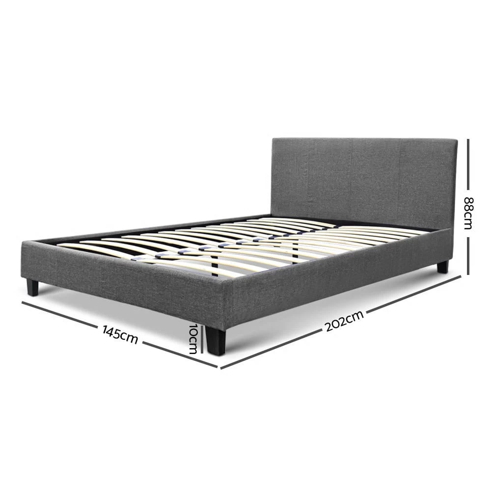 Artiss Double Size Fabric Bed Frame Headboard Grey 4 Artiss Double Size Fabric Bed Frame Headboard Grey - Image 2