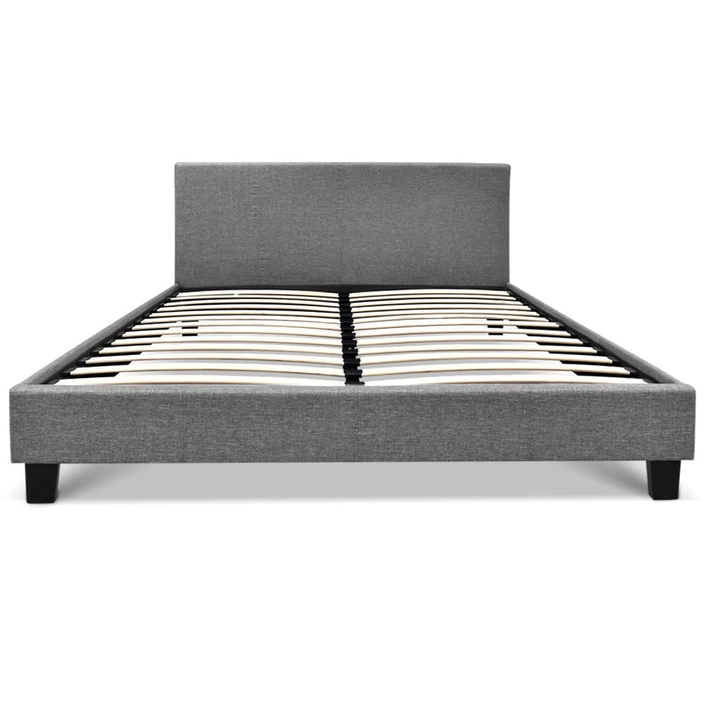 Artiss Double Size Fabric Bed Frame Headboard Grey 5 Artiss Double Size Fabric Bed Frame Headboard Grey - Image 3